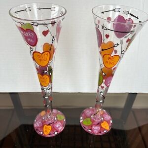 Lolita hand painted “Love” champagne flutes with drink recipe